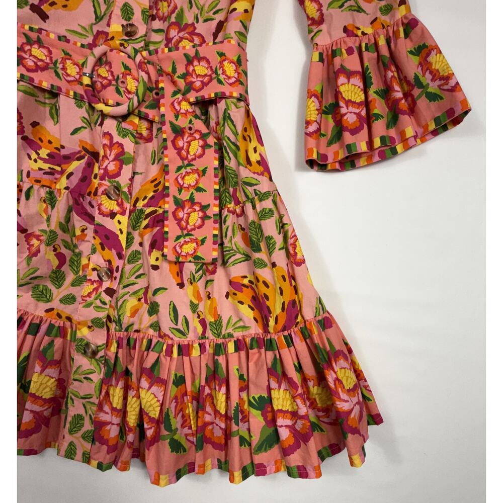 Anthropologie Farm Rio Painted Bananas Pink Mini Dress 100% cotton XS dress - Picture 6 of 12